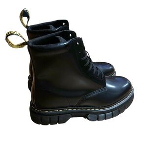 Dr. Martens Audrick Nappa Leather Platform Ankle Black Boots 11